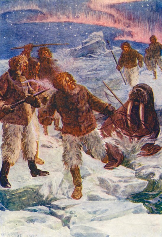 Illusztráció a The World of Ice or the Whaling Cruise of The Dolphin (színes litográfia) című könyvhöz. alkotó: William Henry Charles Groome