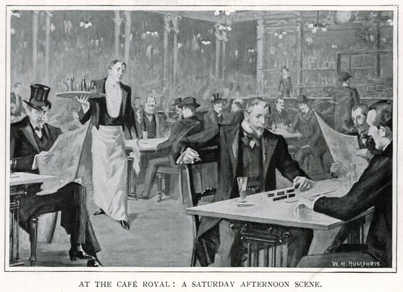 A Cafe Royalban: szombat délutáni jelenet, 1900 körül (litho) alkotó: William Henry Humphris