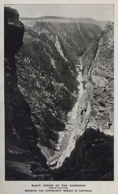 Colorado kanyonjai: Gunnison fekete kánonja, madártávlat, a Curecanti tű távoli megjelenítése (f/w fotó) alkotó: William Henry Jackson