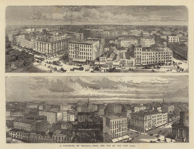Chicagói panoráma, a Városháza tetejéről alkotó: William Henry James Boot