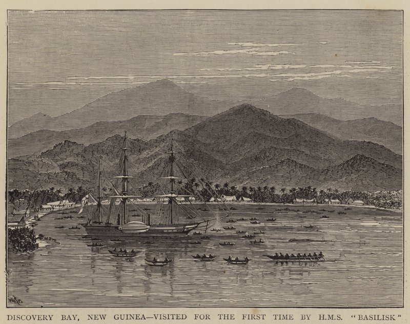 Az új-guineai Discovery Bay-be először látogatott el a HMS Basilisk alkotó: William Henry James Boot