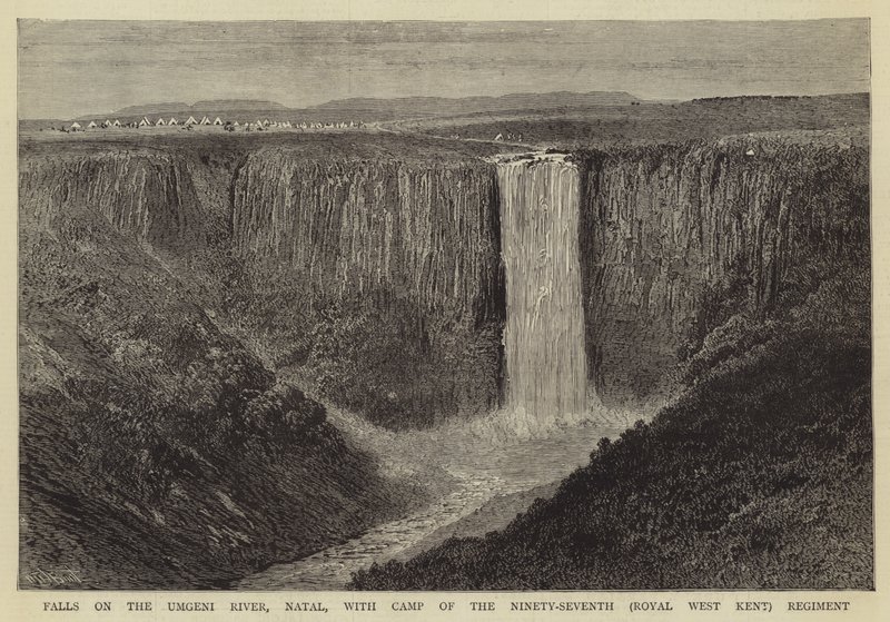 Falls az Umgeni folyón, Natal, a kilencvenhetedik (Királyi West Kent) ezred táborával alkotó: William Henry James Boot