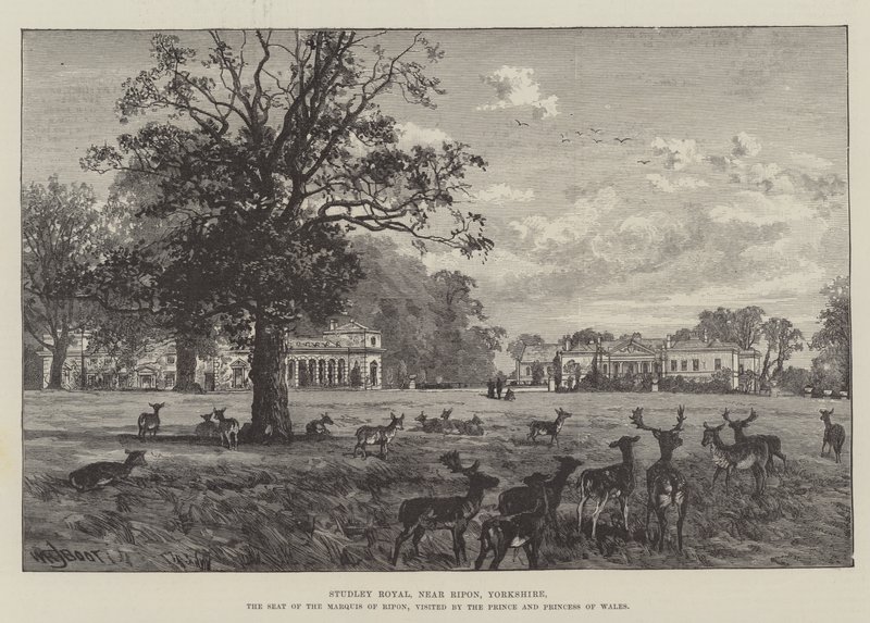 Studley Royal, Ripon közelében, Yorkshire államban, Ripon márki székhelye, a walesi herceg és hercegnő látogatott el alkotó: William Henry James Boot