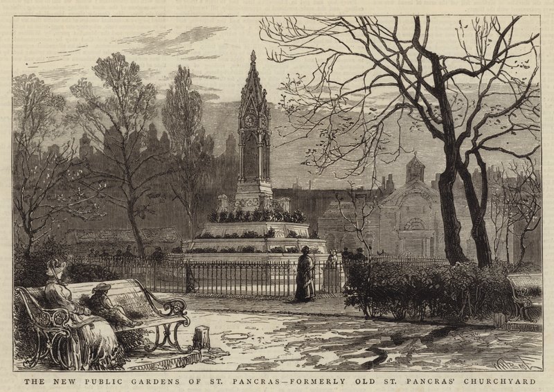 A St Pancras új nyilvános kertje, korábban Old St Pancras templomkertje alkotó: William Henry James Boot