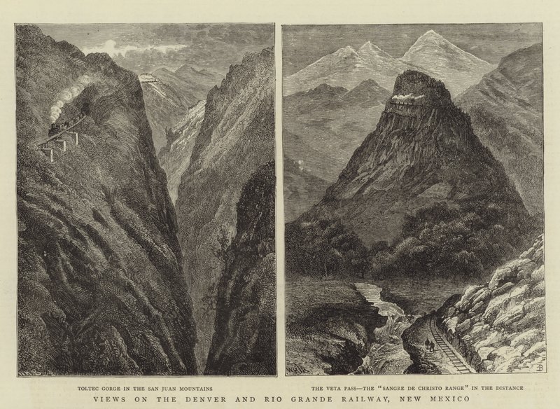 Kilátás a denveri és a Rio Grande vasútra, Új-Mexikóban alkotó: William Henry James Boot