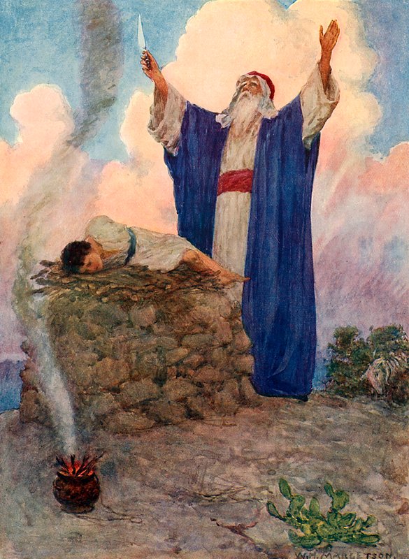 Ábrahám és Izsák Mória hegyén alkotó: William Henry Margetson