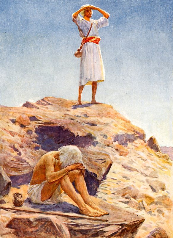 Illés és szolgája esőt néznek a Kármel-hegyen alkotó: William Henry Margetson