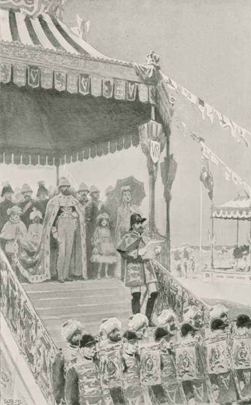 A királynőt India császárnőjének kiáltották ki Delhiben alkotó: William Henry Margetson