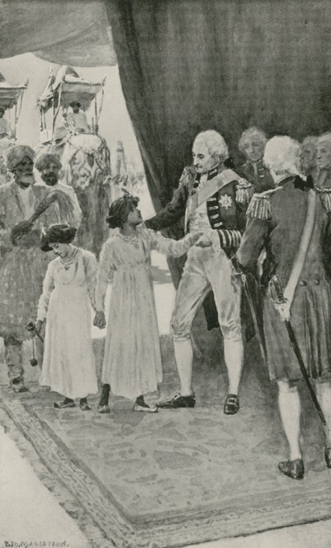 Tippu szultán fiait Lord Cornwallis túszként fogadja alkotó: William Henry Margetson
