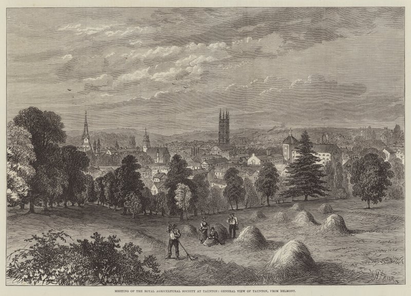 A Királyi Mezőgazdasági Társaság Tauntonban tartott ülése, Taunton általános látképe Belmont felől alkotó: William Henry Pike