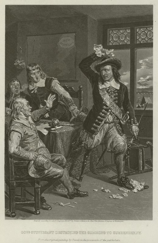 Stuyvesant kormányzó megsemmisíti a New York átadására vonatkozó felszólítást, 1664 alkotó: William Henry Powell
