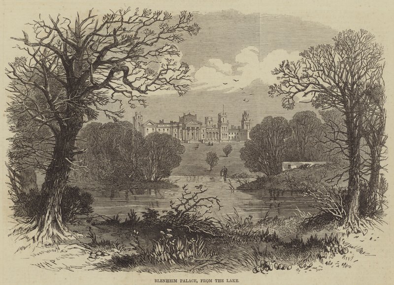 Blenheim-palota, a tó felől alkotó: William Henry Prior