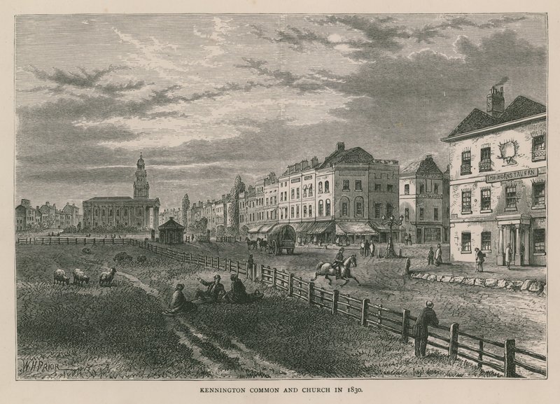Kennington Common és Church 1830-ban alkotó: William Henry Prior