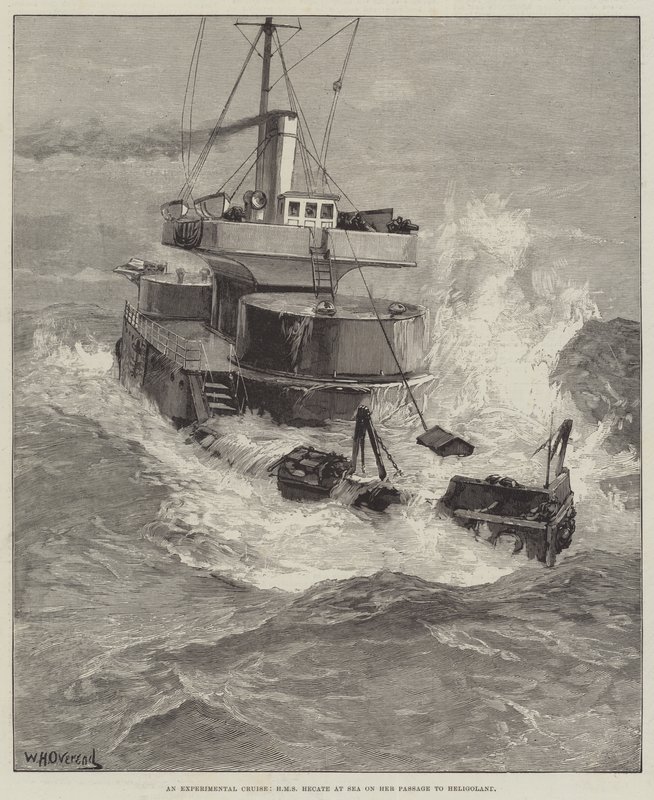Kísérleti körút, a HMS Hecate a tengeren Helgoland felé vezető úton alkotó: William Heysham Overend