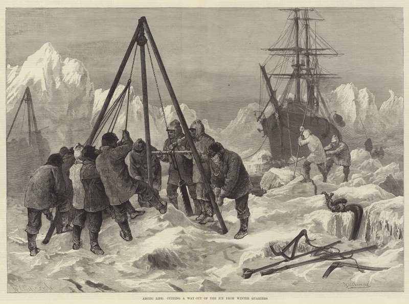 Arctic Life, kiutat vágva a jégből a téli negyedből alkotó: William Heysham Overend