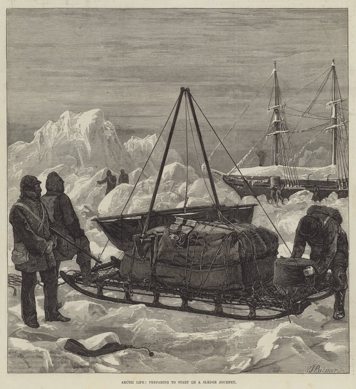 Arctic Life, felkészülés a szánkóútra alkotó: William Heysham Overend