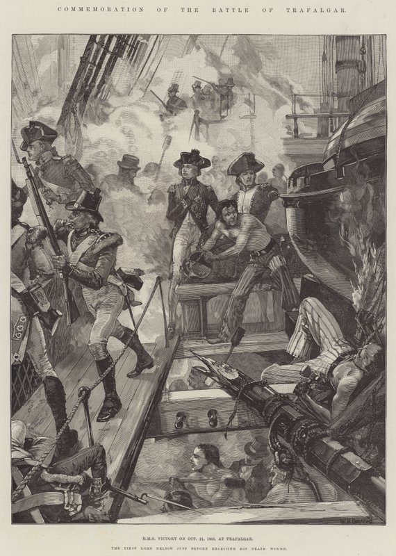 A trafalgari csata megemlékezése, HMS Victory 1805. október 21-én, Trafalgarban alkotó: William Heysham Overend