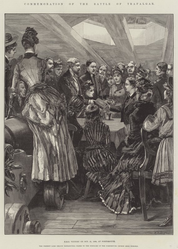 A trafalgari csata megemlékezése, HMS Victory 1886. október 21-én, Portsmouthban alkotó: William Heysham Overend