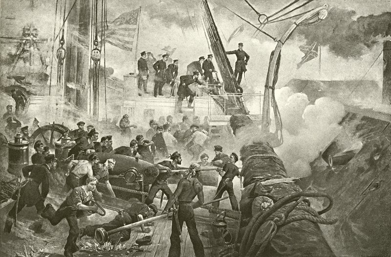 Farragut a Mobile Bay-ben (mélynyomás) alkotó: William Heysham Overend