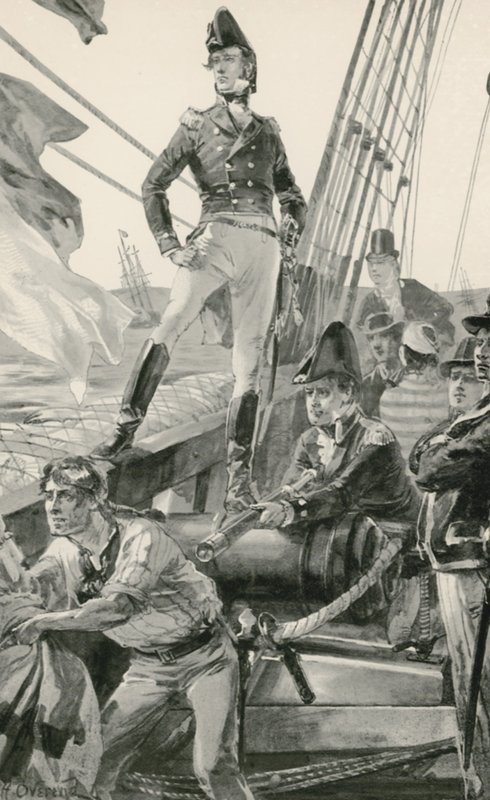 Lord Cochrane segítséget kér a francia flotta megtámadásához alkotó: William Heysham Overend