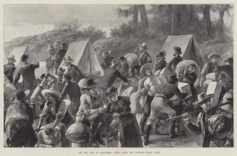Útban Klondike felé, jelenet a leszállóhely közelében, Dyea alkotó: William Heysham Overend