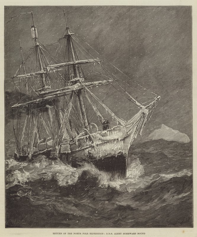 Az Északi-sark expedíció visszatérése, a HMS Alert hazafelé tartó expedíció alkotó: William Heysham Overend