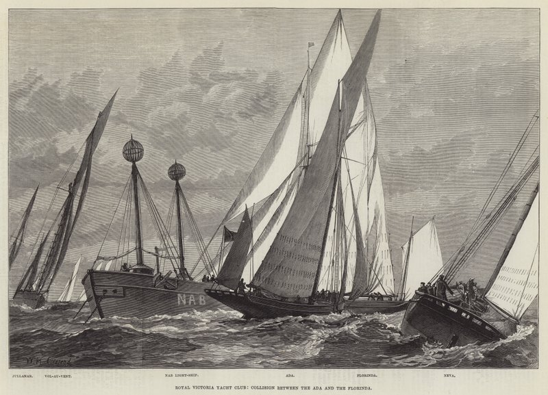 Royal Victoria Yacht Club, ütközés az Ada és a Florinda között alkotó: William Heysham Overend