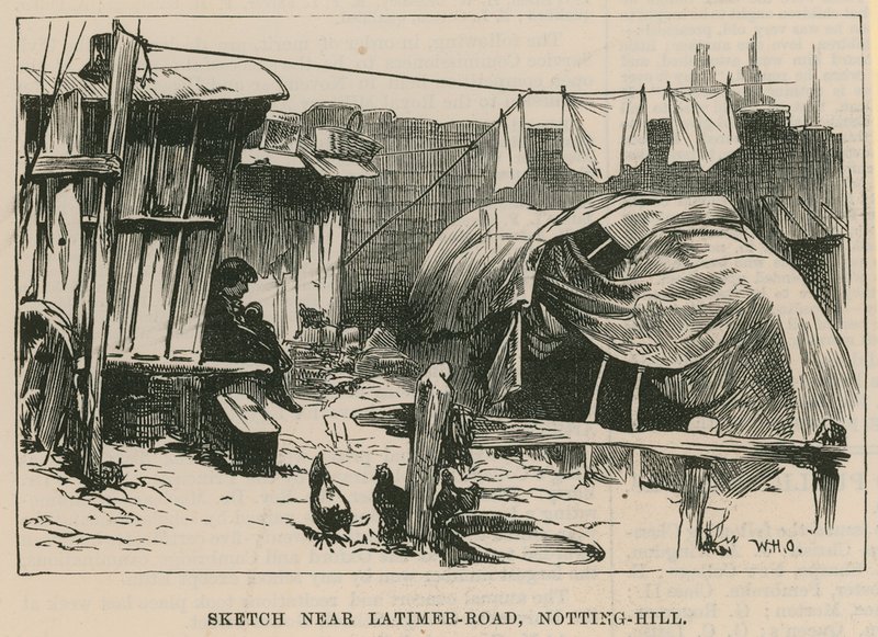 Vázlatok a cigányéletről; Vázlat a Latimer Road közelében, Notting Hillben alkotó: William Heysham Overend