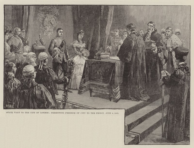 Állami látogatás a londoni Cityben, bemutatva a város szabadságát a hercegnek, 1863. június 8 alkotó: William Heysham Overend