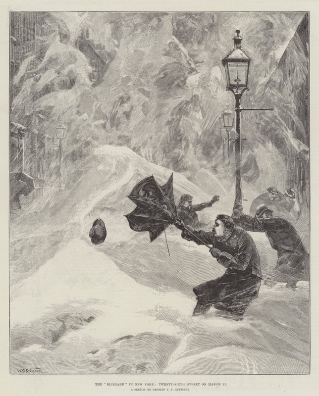 A Blizzard New Yorkban, a Huszonhatodik utcában március 12-én alkotó: William Heysham Overend