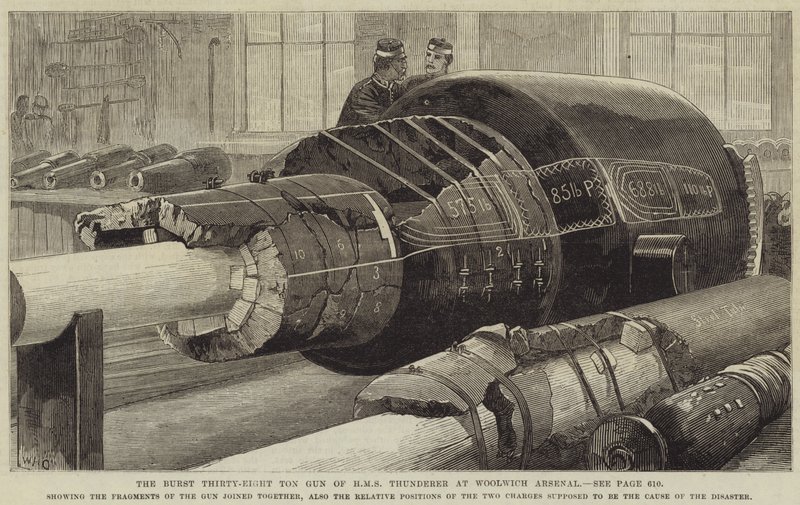 A HMS Thunderer harmincnyolc tonnás fegyvere a Woolwich Arsenalban alkotó: William Heysham Overend