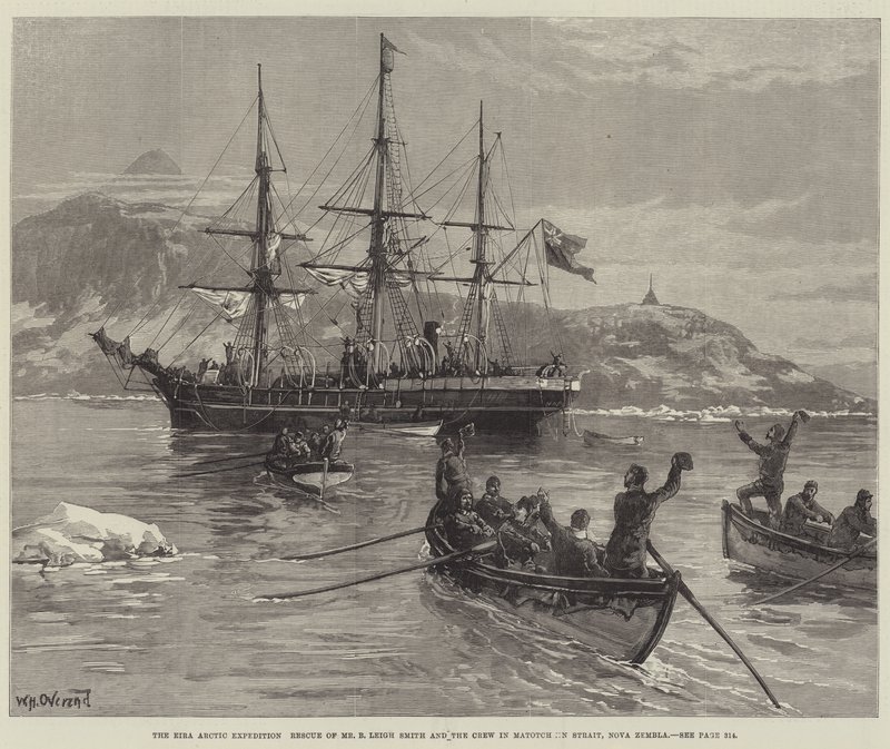Az Eira-sarkvidéki expedíció, B. Leigh Smith úr és a legénység megmentése a Matotchkin-szorosban, Nova Zembla alkotó: William Heysham Overend