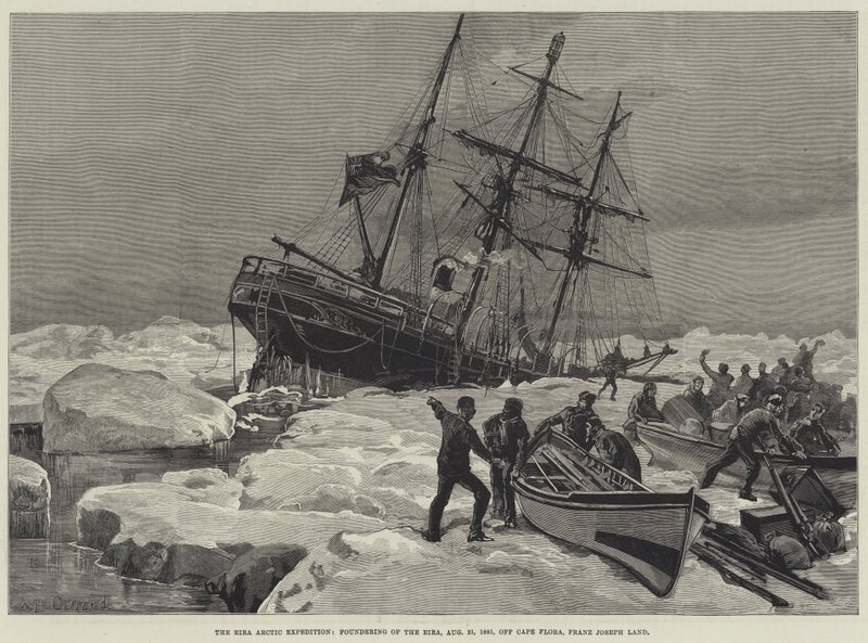 Az Eira sarkvidéki expedíció, az Eira elsüllyedése, 1881. augusztus 21., a Flora-foknál, Ferenc József-földön. alkotó: William Heysham Overend