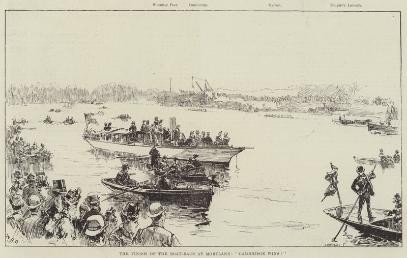 A Mortlake-i hajóverseny célpontja, Cambridge nyer! alkotó: William Heysham Overend