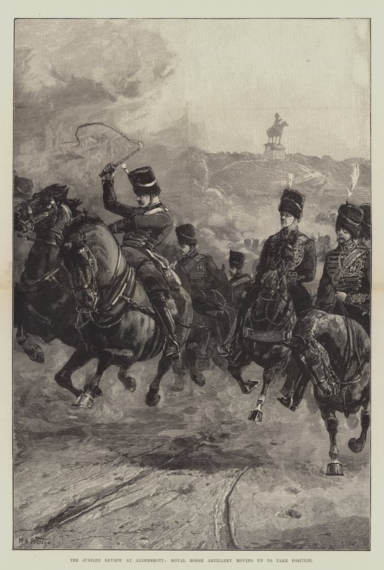 A jubileumi szemle Aldershottban, a Royal Horse Artillery felemelkedik a pozíció betöltésére alkotó: William Heysham Overend