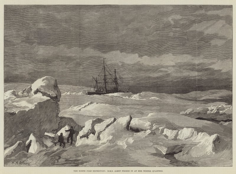 Az Északi-sark-expedíció, a HMS Alert befagyott a téli negyedébe alkotó: William Heysham Overend