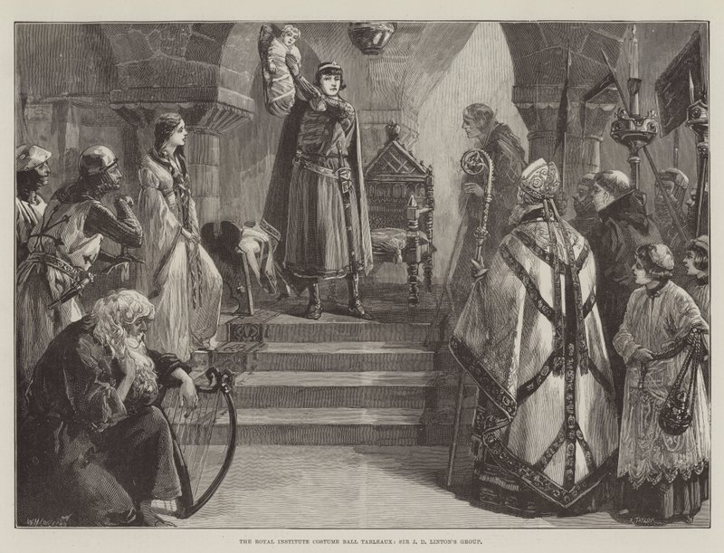 A Royal Institute Costume Ball Tableaux, Sir J D Linton csoportja alkotó: William Heysham Overend