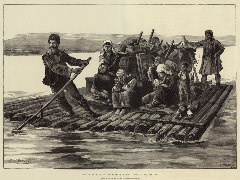 A háború, egy bolgár parasztcsalád átkel a Dunán alkotó: William Heysham Overend