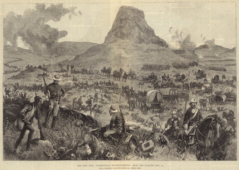 A zulu háború, Isandhlwana újralátogatta, és elhozta a vagonokat, május 21. alkotó: William Heysham Overend