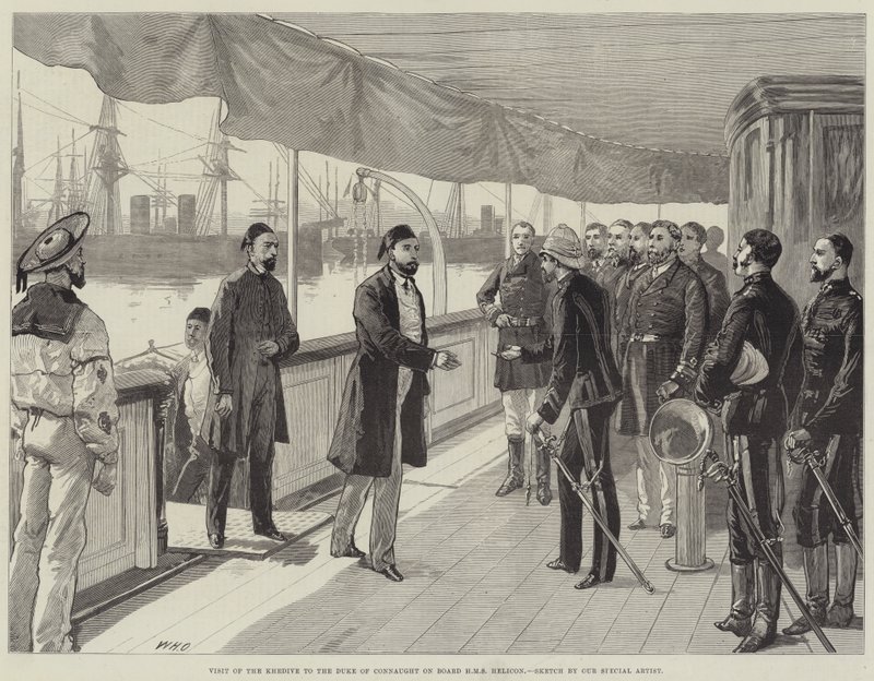 A Khedive látogatása Connaught hercegnél a HMS Helicon fedélzetén alkotó: William Heysham Overend