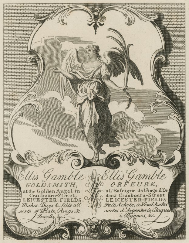Hirdetés Ellis Gamble, Aranyműves számára alkotó: William Hogarth