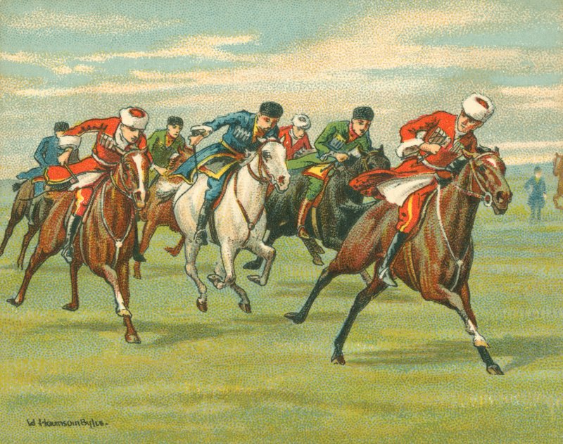 Történelmi és modern versenyek, kozák lóversenyek (chromolitho) alkotó: William Hounsom Byles