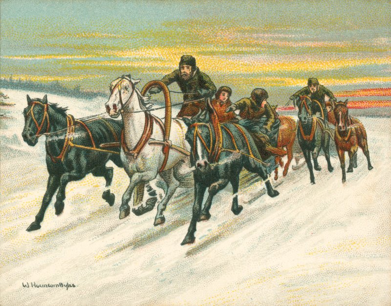 Történelmi és modern versenyek, orosz szánkóversenyek (chromolitho) alkotó: William Hounsom Byles