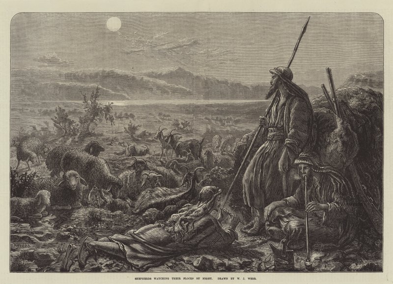 Pásztorok figyelik a nyájukat éjjel alkotó: William J. Webbe or Webb