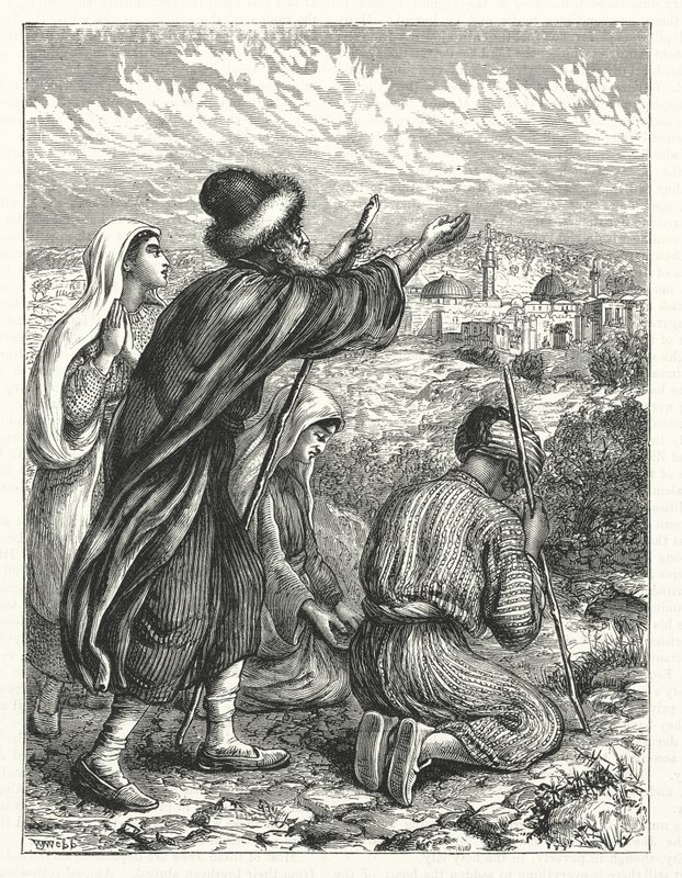 Zsidó zarándokok Jeruzsálem látképében (metszet) alkotó: William James Webbe