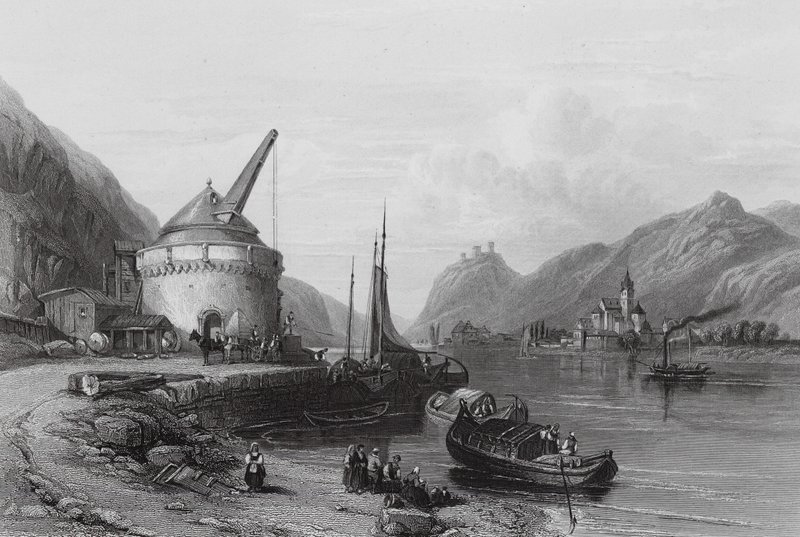 Andernach közelében, a Rajnán (metszet) alkotó: William Leighton (after) Leitch