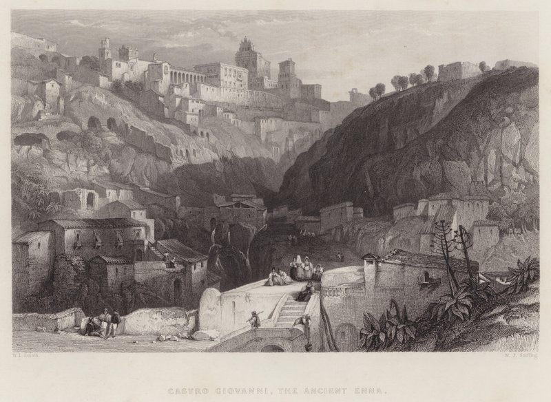 Castro Giovanni, az ókori Enna (metszet) alkotó: William Leighton Leitch