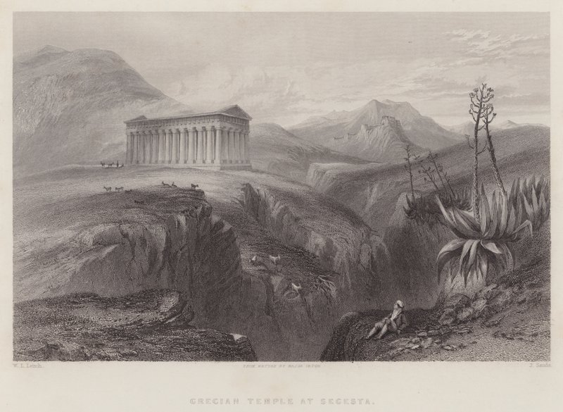 Segestai görög templom (metszet) alkotó: William Leighton Leitch