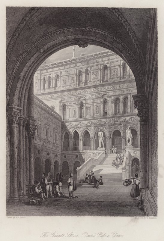 Az óriások lépcsője, Hercegi palota, Velence (metszet) alkotó: William Leighton Leitch