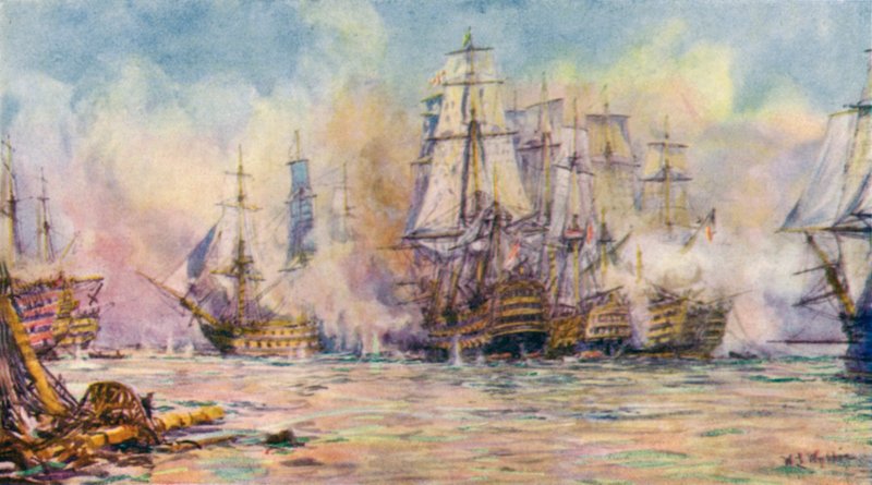 Trafalgar csata alkotó: William Lionel (after) Wyllie